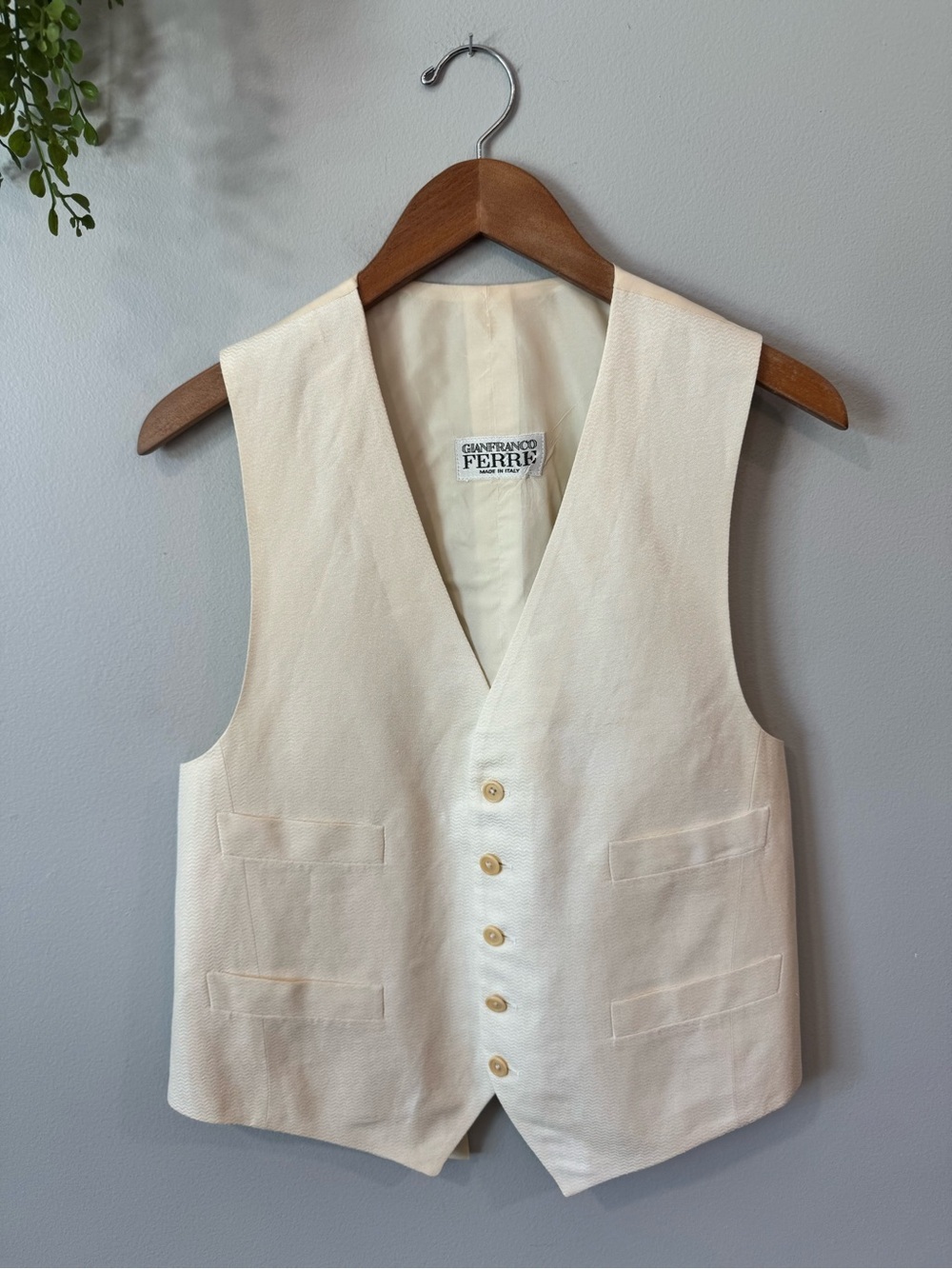Gianfranco Ferré Cream Men's Vest with Signature Label